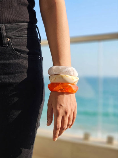 Marble Resin Bangles for Women Set of 3