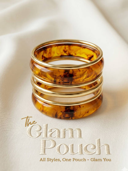 Tortoise Resin Gold-Tone Bangles Set of 6