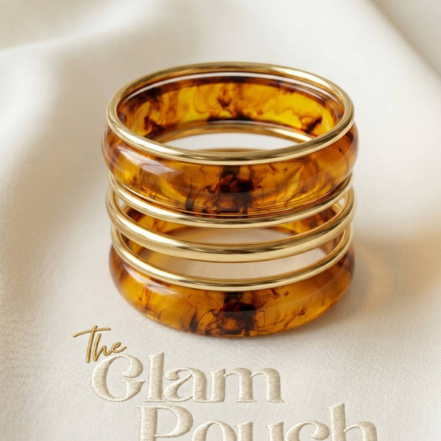 Tortoise Resin Gold-Tone Bangles Set of 6