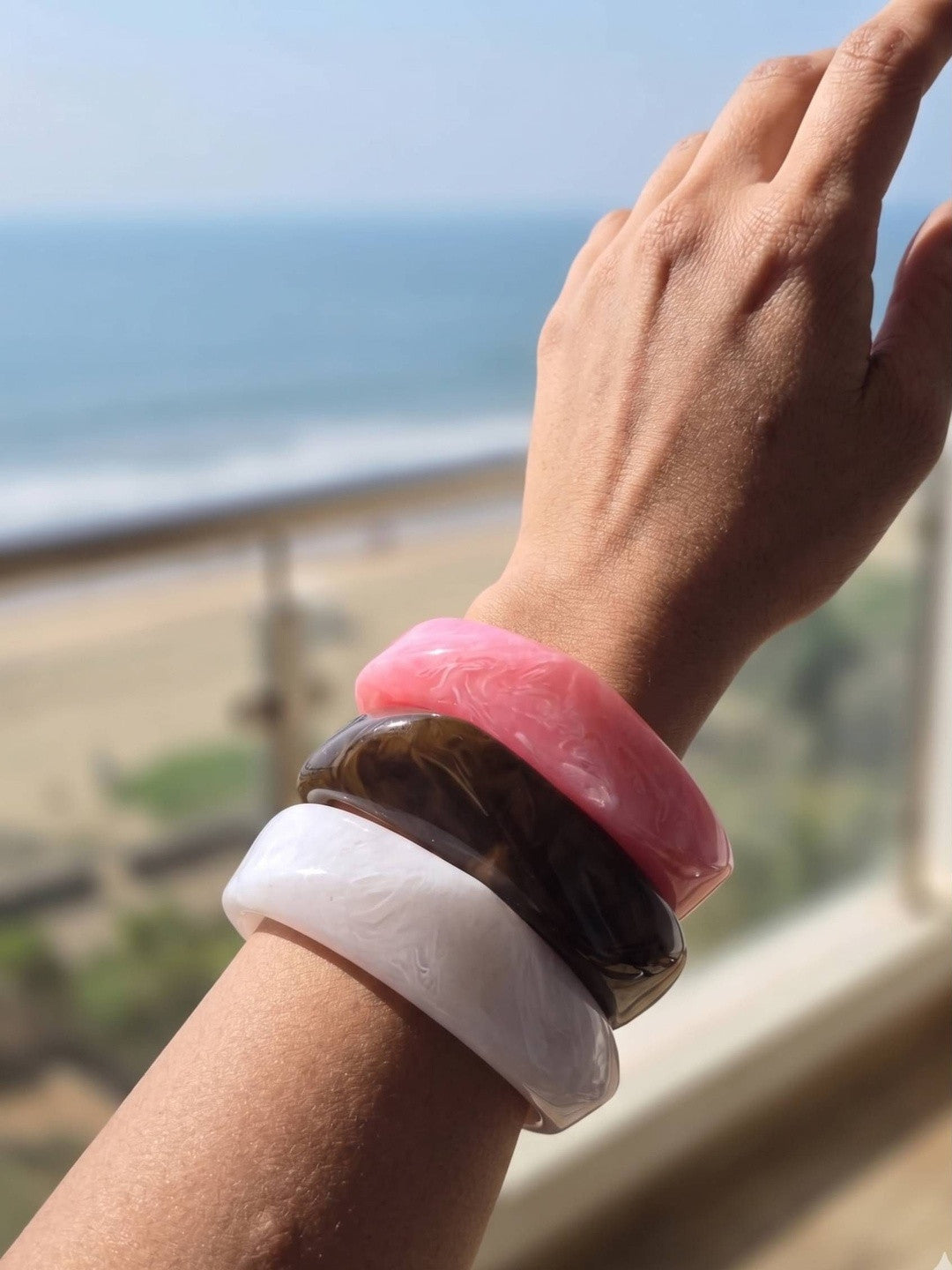 Resin Marble Bangles for Women Set of 3