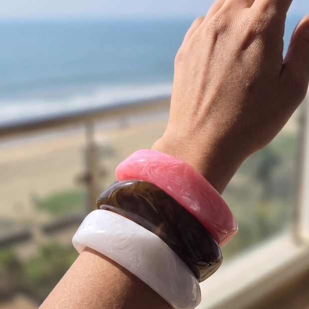 Resin Marble Bangles for Women Set of 3