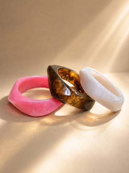 Resin Marble Bangles for Women Set of 3