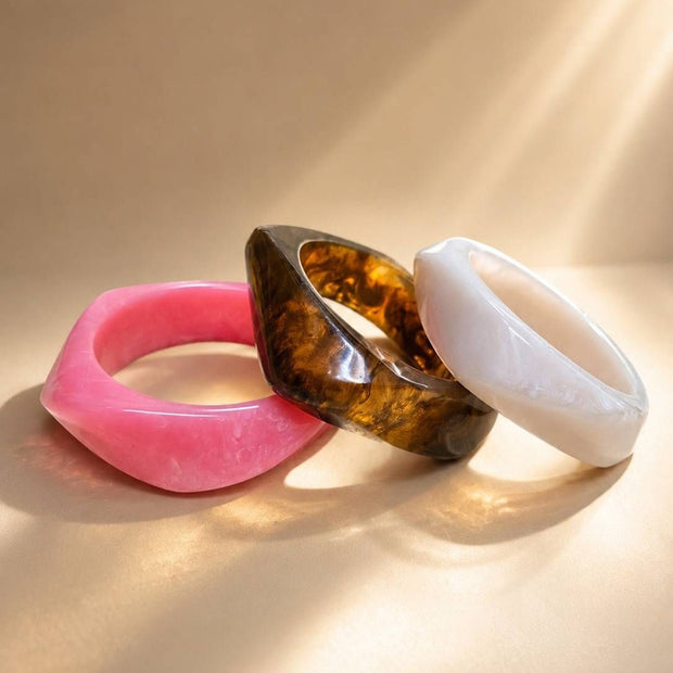 Resin Marble Bangles for Women Set of 3
