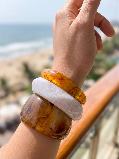Amber Resin Bangles for Women Set of 3