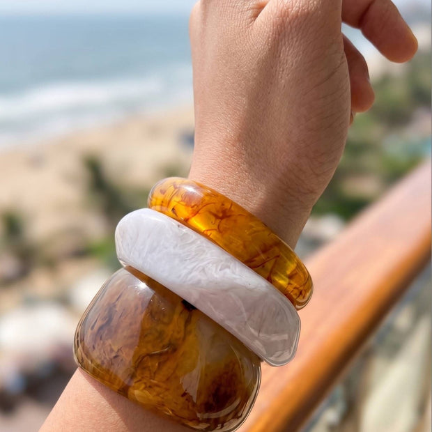 Amber Resin Bangles for Women Set of 3
