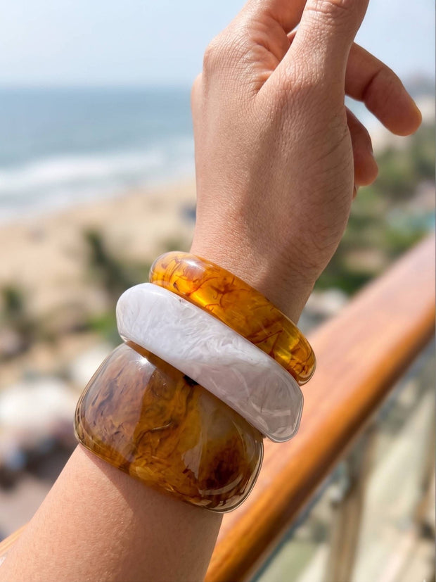 Amber Resin Bangles for Women Set of 3