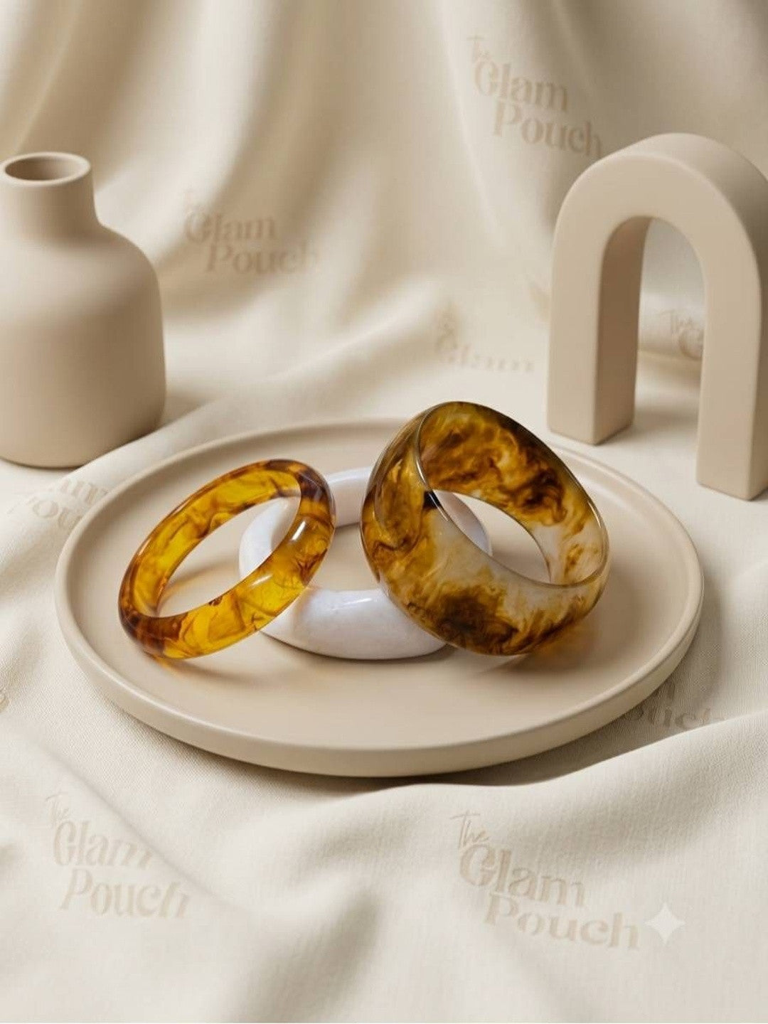 Amber Resin Bangles for Women Set of 3