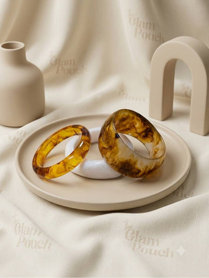 Amber Resin Bangles for Women Set of 3