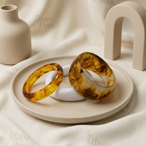 Amber Resin Bangles for Women Set of 3