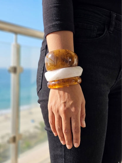 Amber Resin Bangles for Women Set of 3
