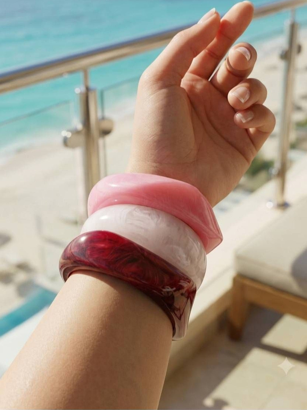 Marble Resin Chunky Bangles Set of 3
