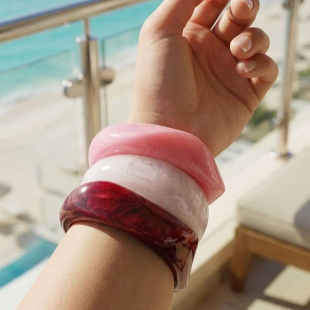 Marble Resin Chunky Bangles Set of 3