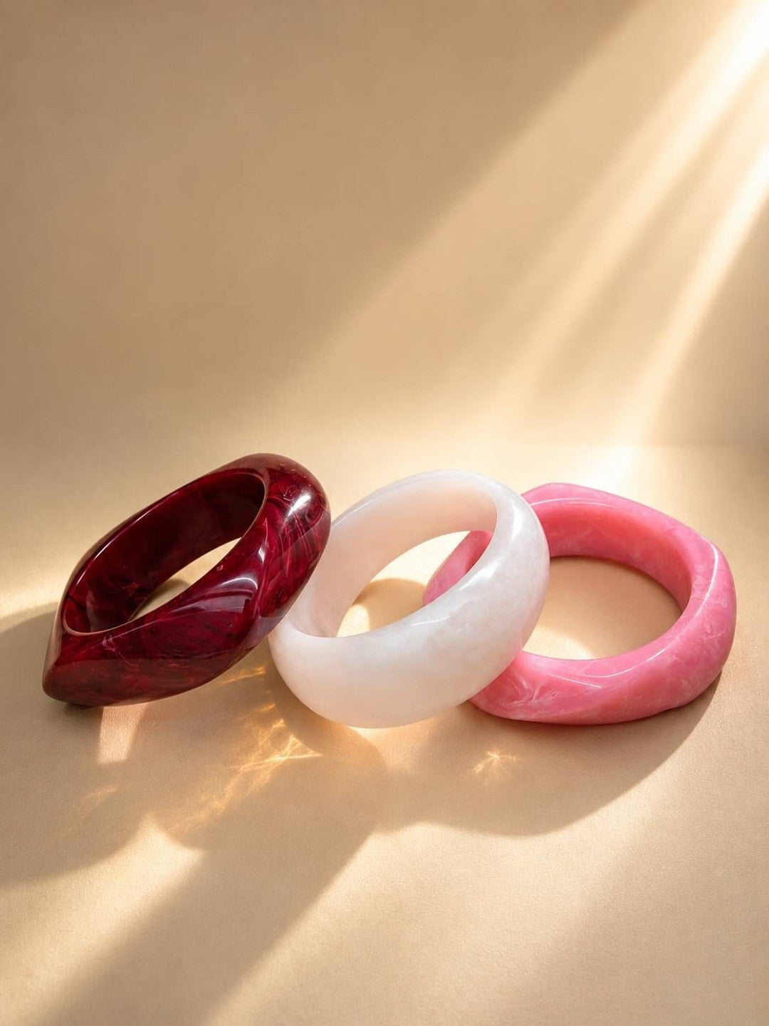 Marble Resin Chunky Bangles Set of 3