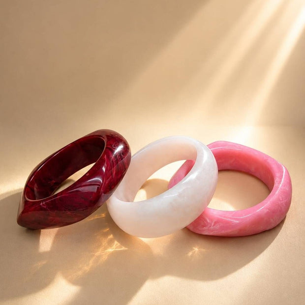 Marble Resin Chunky Bangles Set of 3
