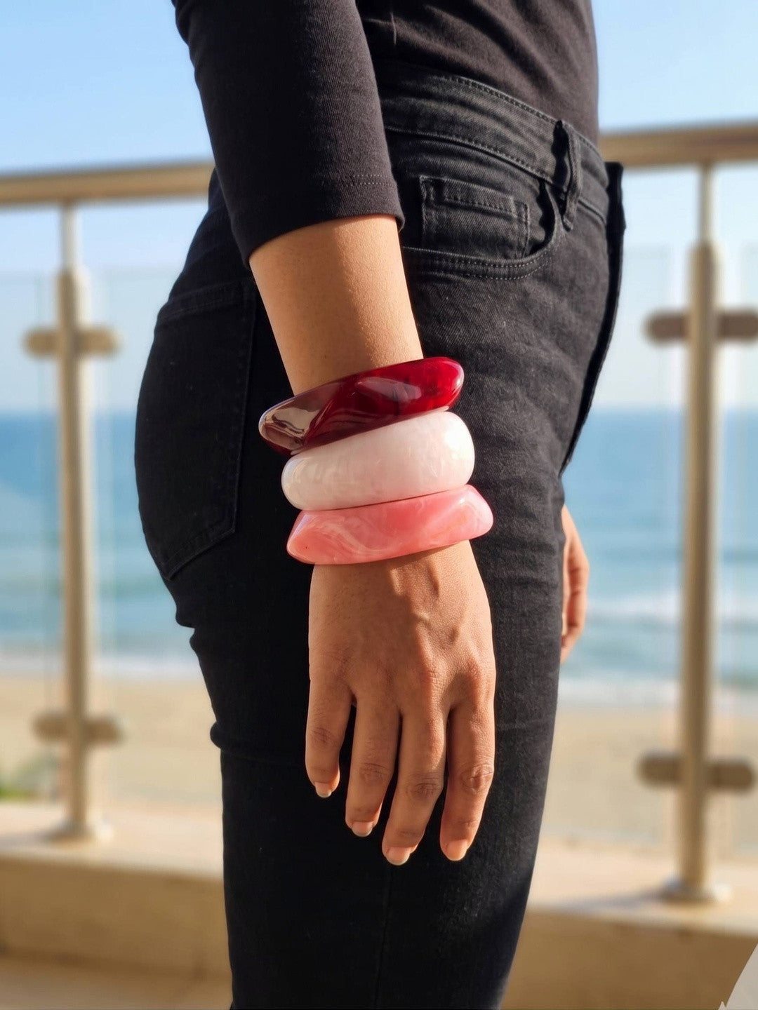 Marble Resin Chunky Bangles Set of 3