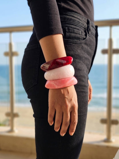 Marble Resin Chunky Bangles Set of 3