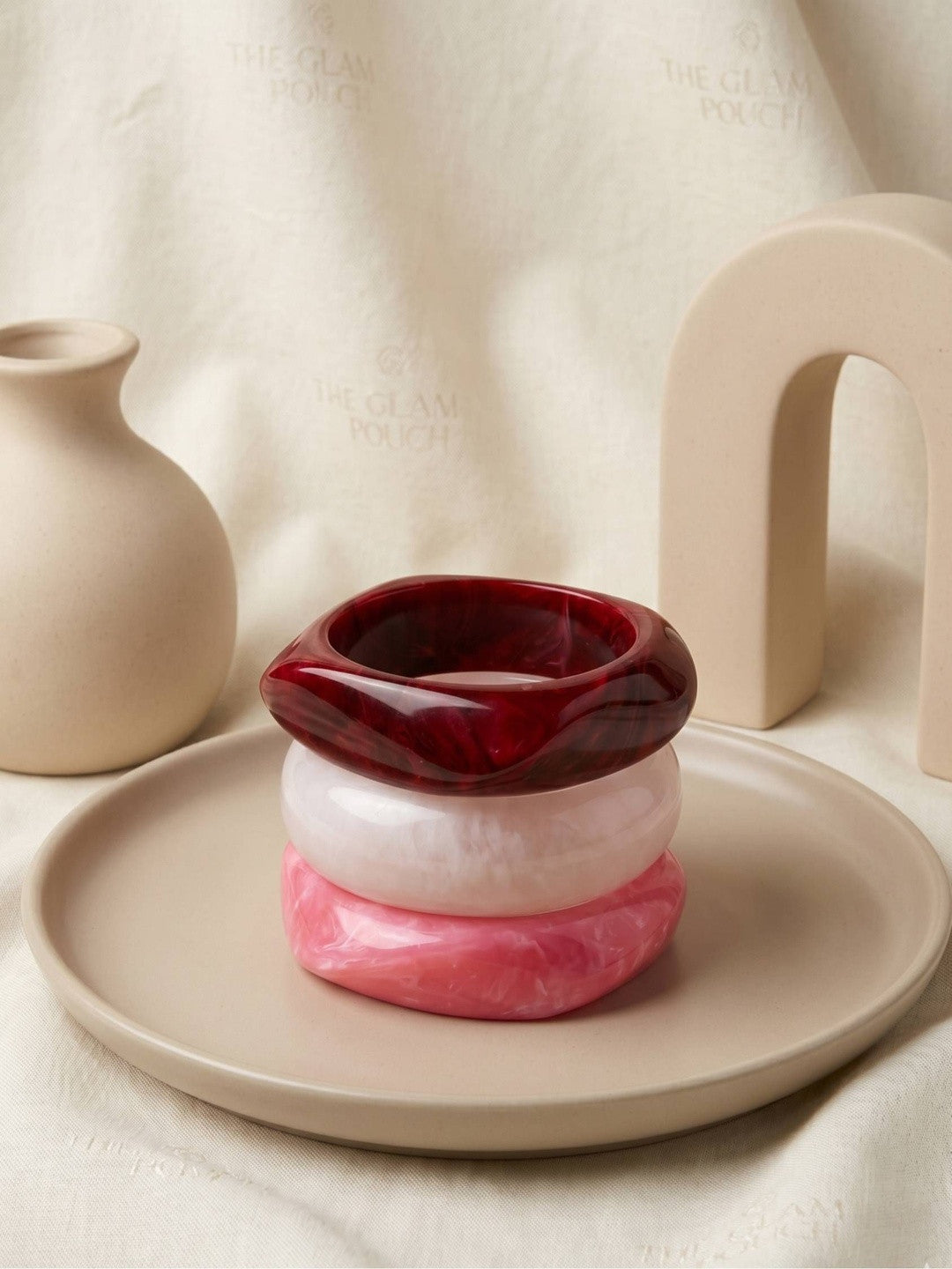 Marble Resin Chunky Bangles Set of 3