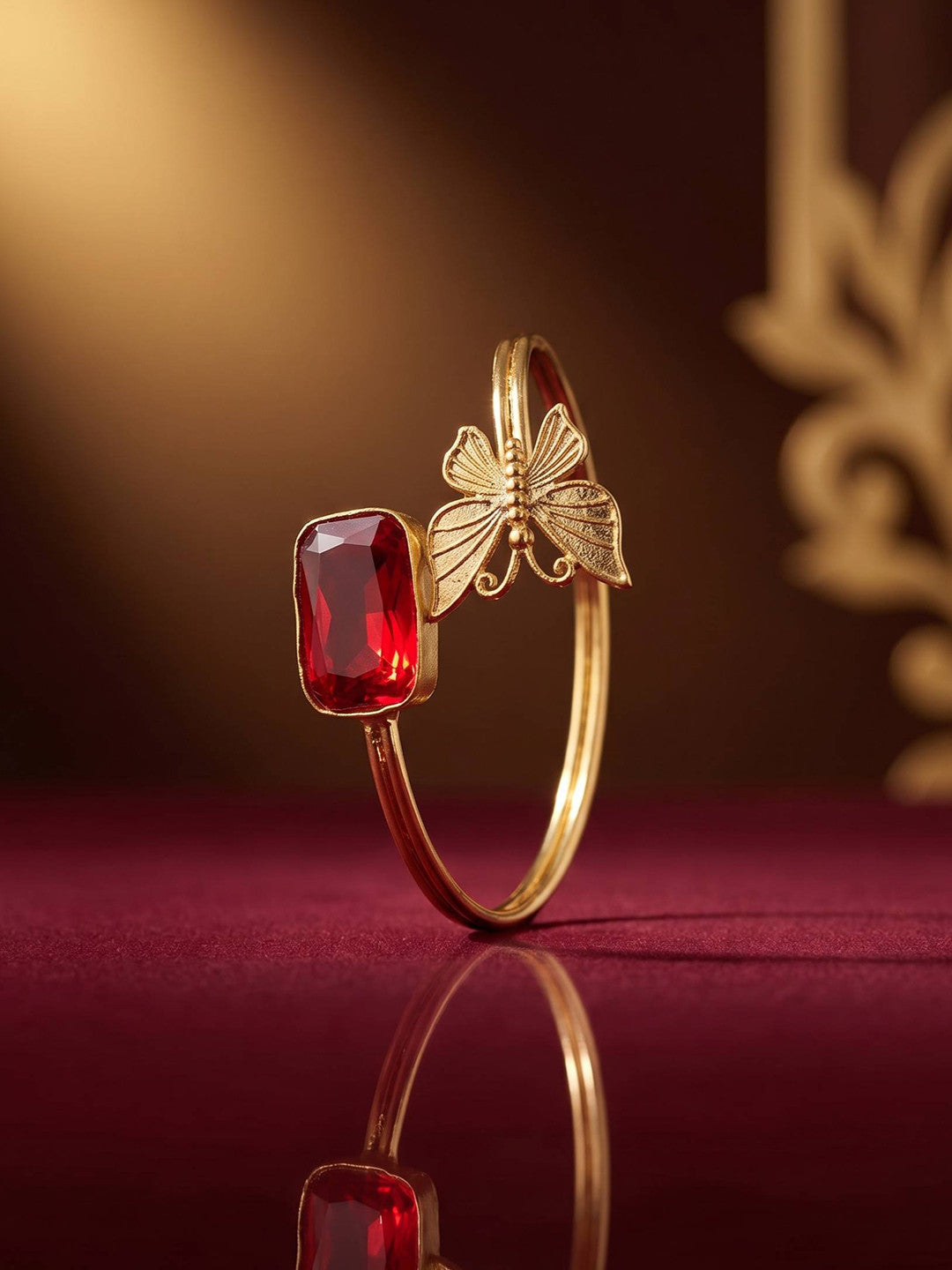 Gold-Plated Brass Butterfly Cuff Bangle for Women