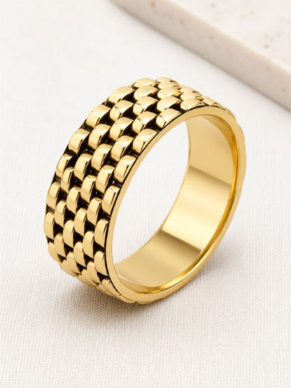 Gold-Plated Brass Watch-Link Cuff Bangle for Women