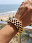 Gold-Plated Brass Watch-Link Cuff Bangle for Women