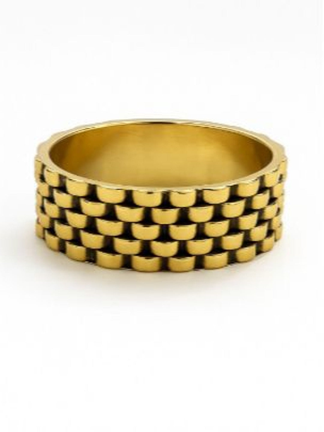 Gold-Plated Brass Watch-Link Cuff Bangle for Women