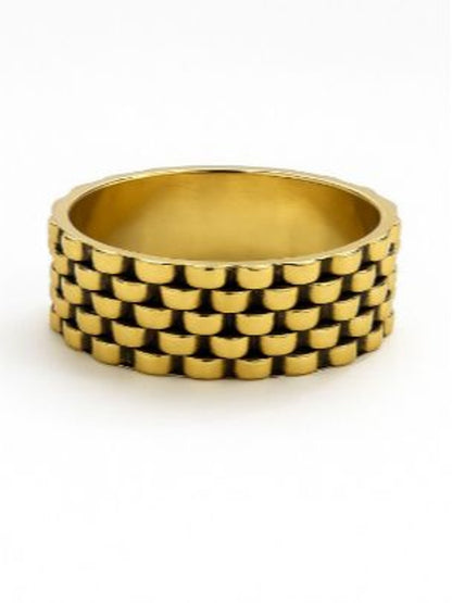 Gold-Plated Brass Watch-Link Cuff Bangle for Women