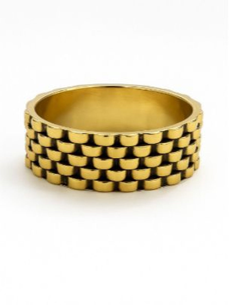 Gold-Plated Brass Watch-Link Cuff Bangle for Women