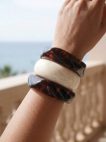 Tortoiseshell Resin Bangle Bracelets Set of 3