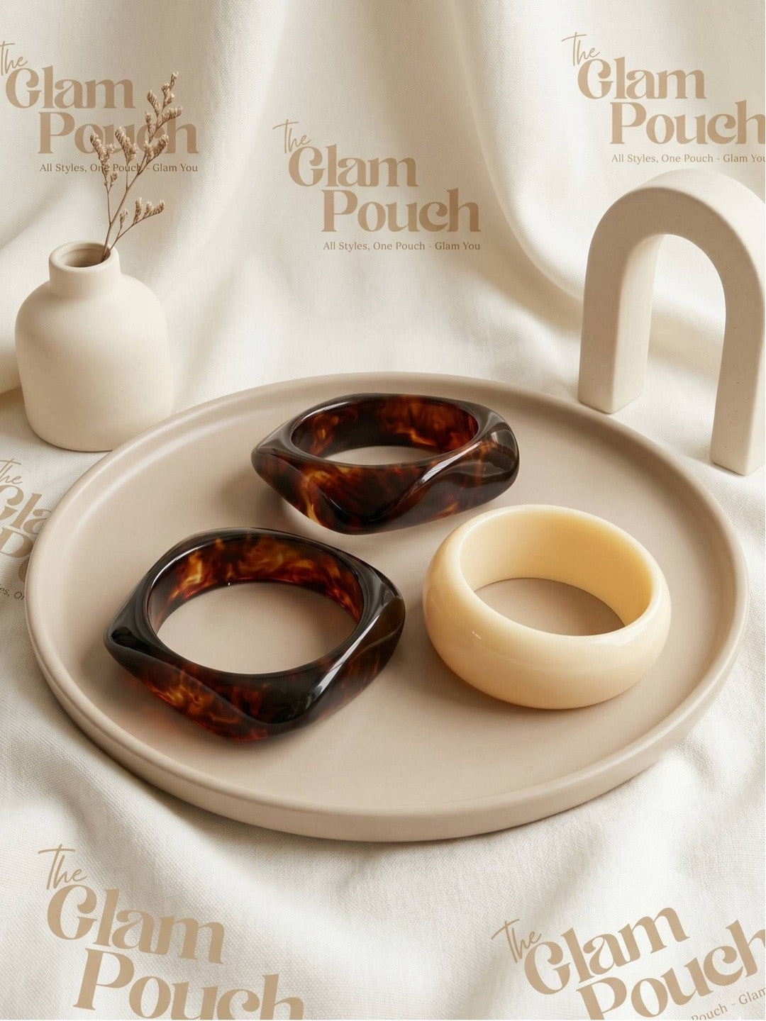 Tortoiseshell Resin Bangle Bracelets Set of 3
