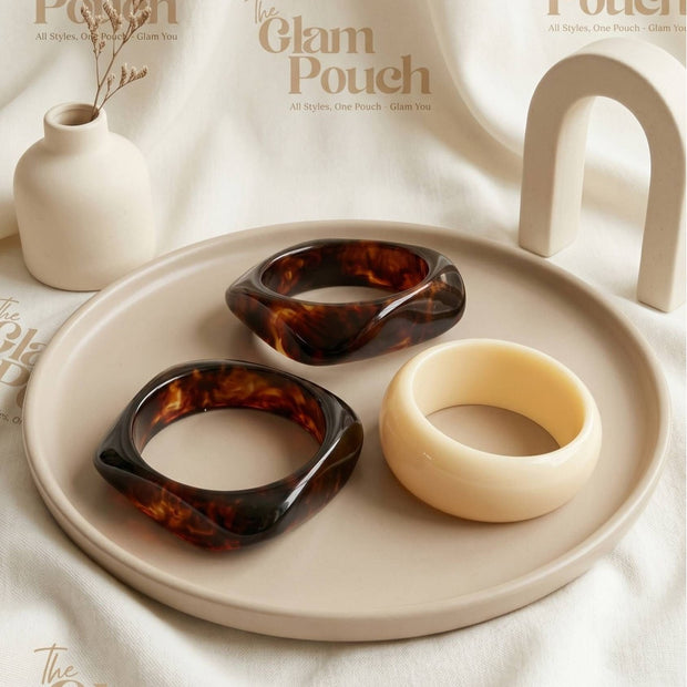 Tortoiseshell Resin Bangle Bracelets Set of 3