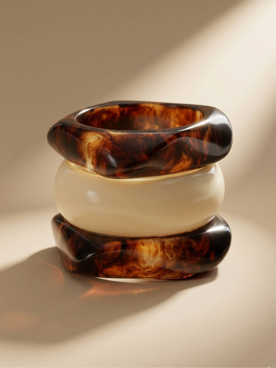 Tortoiseshell Resin Bangle Bracelets Set of 3