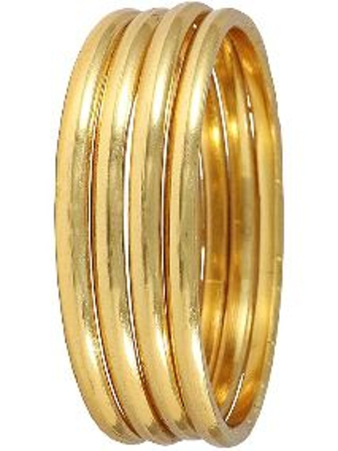 Gold-Plated Smooth Tube Bangles Set of 4