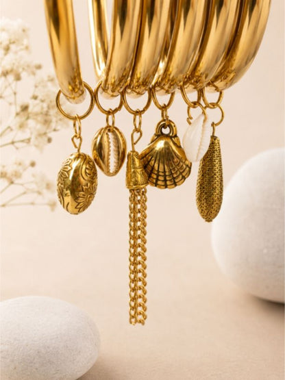 Gold-Plated Charm Bangle Set of 6