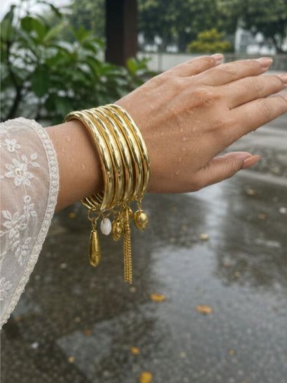 Gold-Plated Charm Bangle Set of 6