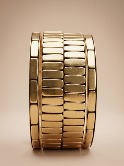 Gold-Plated Tile-Textured Bangles Set of 4