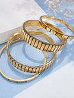 Gold-Plated Tile-Textured Bangles Set of 4