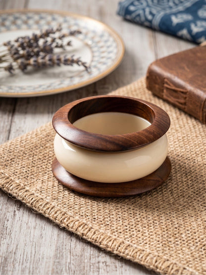 Ivory Resin & Wood Bangle Set of 3