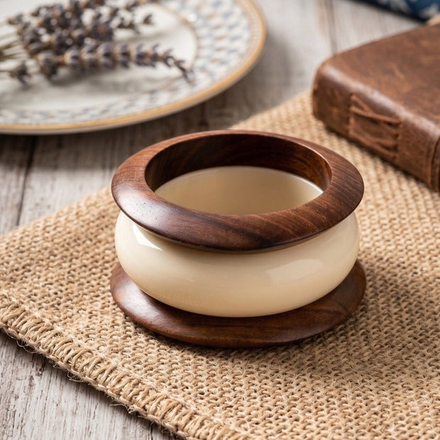 Ivory Resin & Wood Bangle Set of 3