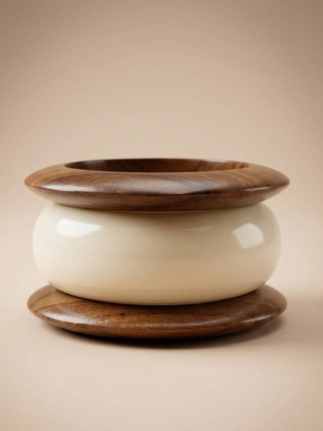 Ivory Resin & Wood Bangle Set of 3