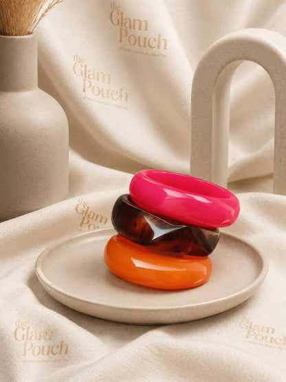 Glossy Resin Chunky Bangles for Women Set of 3