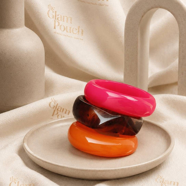 Glossy Resin Chunky Bangles for Women Set of 3