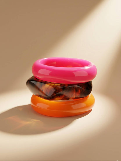 Glossy Resin Chunky Bangles for Women Set of 3