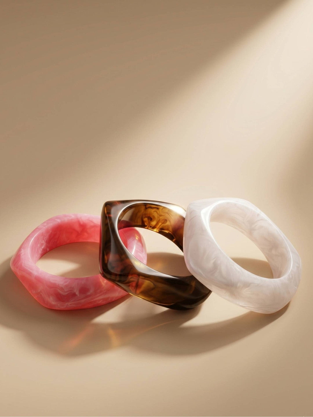 Marble Resin Bangle for Women Set of 3