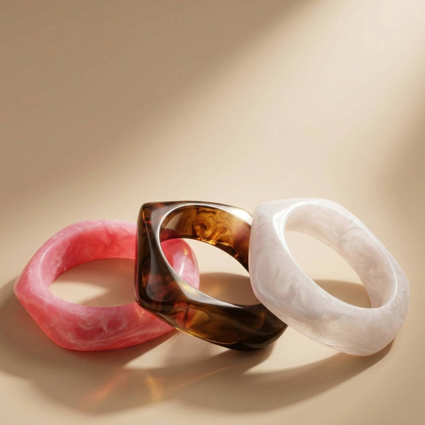 Marble Resin Bangle for Women Set of 3