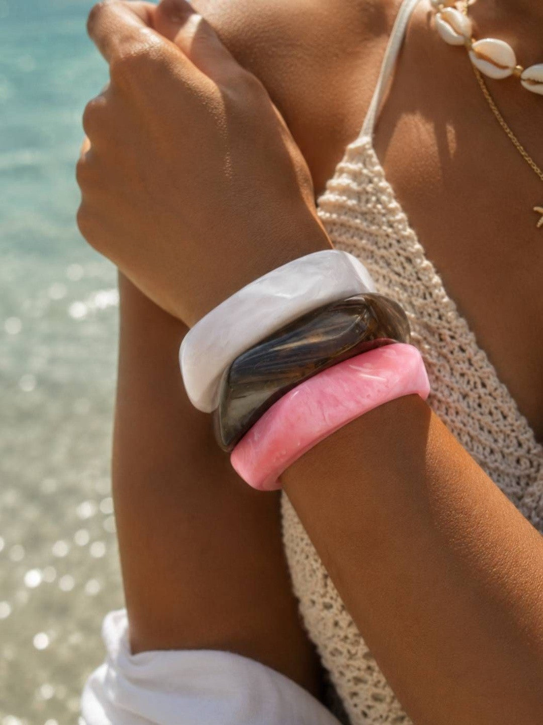 Marble Resin Bangle for Women Set of 3
