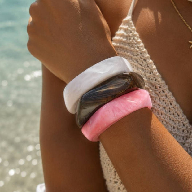 Marble Resin Bangle for Women Set of 3