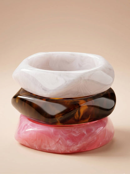Marble Resin Bangle for Women Set of 3