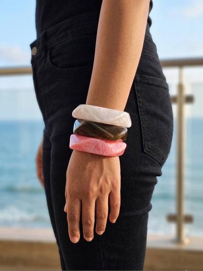 Marble Resin Bangle for Women Set of 3