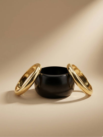 Matte Black Resin Gold-Plated Bangles Set of 3