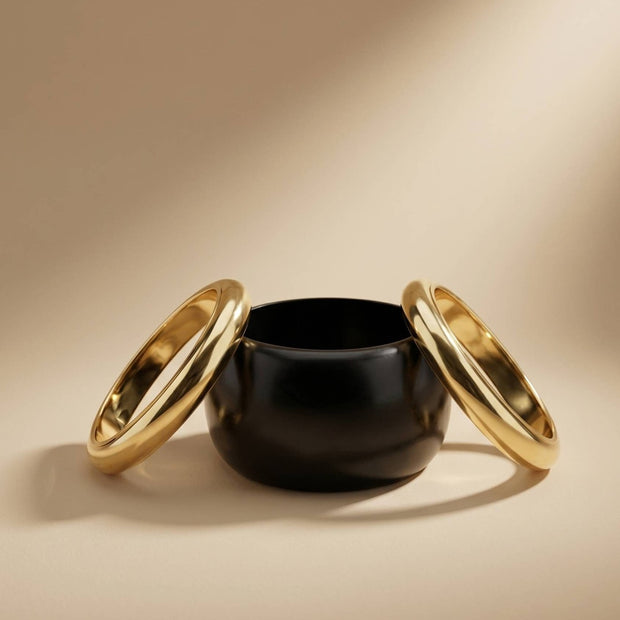 Matte Black Resin Gold-Plated Bangles Set of 3
